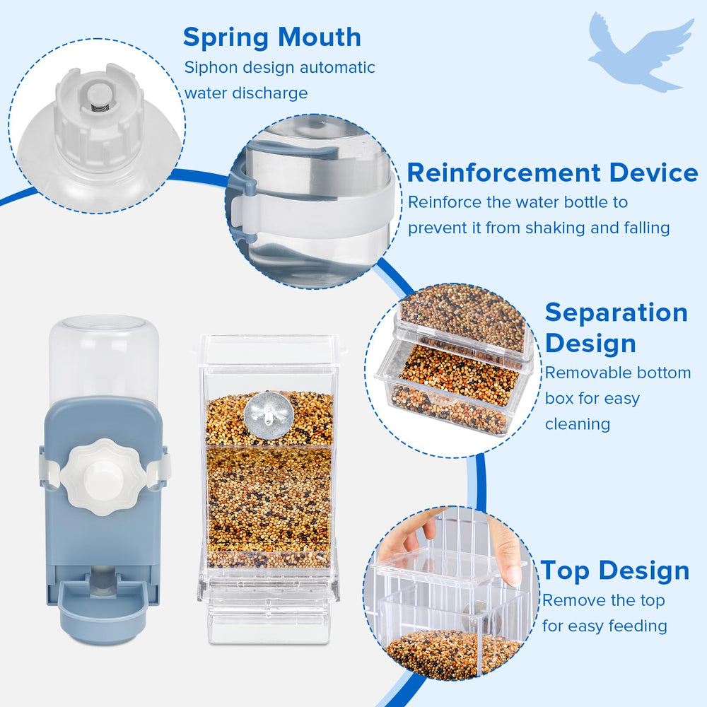 Lemtrflo alimentador-agua-dos-en-uno-jaula: ahorro de tiempo al alimentar y regar.