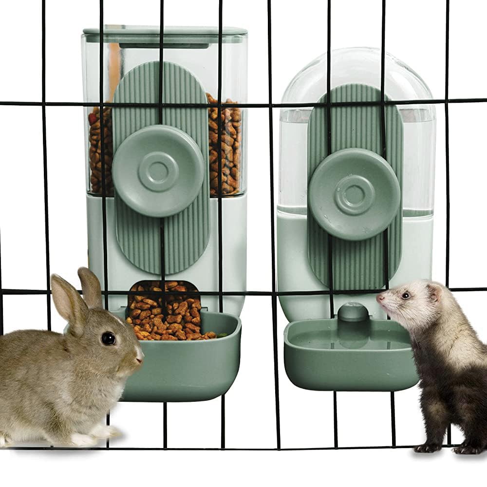 Lemtrflo alimentador colgante para conejo, flujo por gravedad evita derrames y mantiene comida estable