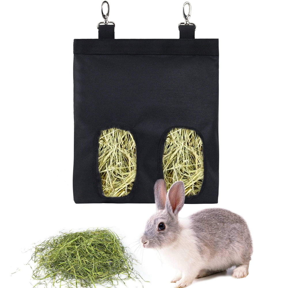 Lenpestia bolsa de heno para conejos con 2 ventanas, reduce desperdicio.