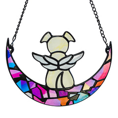 Leotrag Ángel de Cristal Memorial Perro en Ventana ilumina con colores vivos.