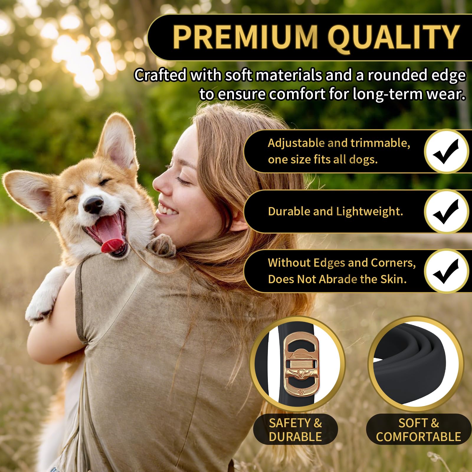 Lerqua collar con hebilla metálica resistente para mayor seguridad.