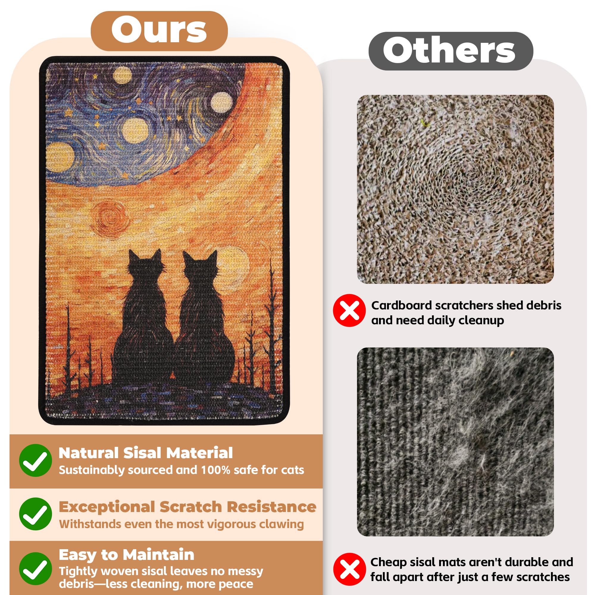 Lesissmer rascador sisal StarryNight tejido natural, sin olores plásticos