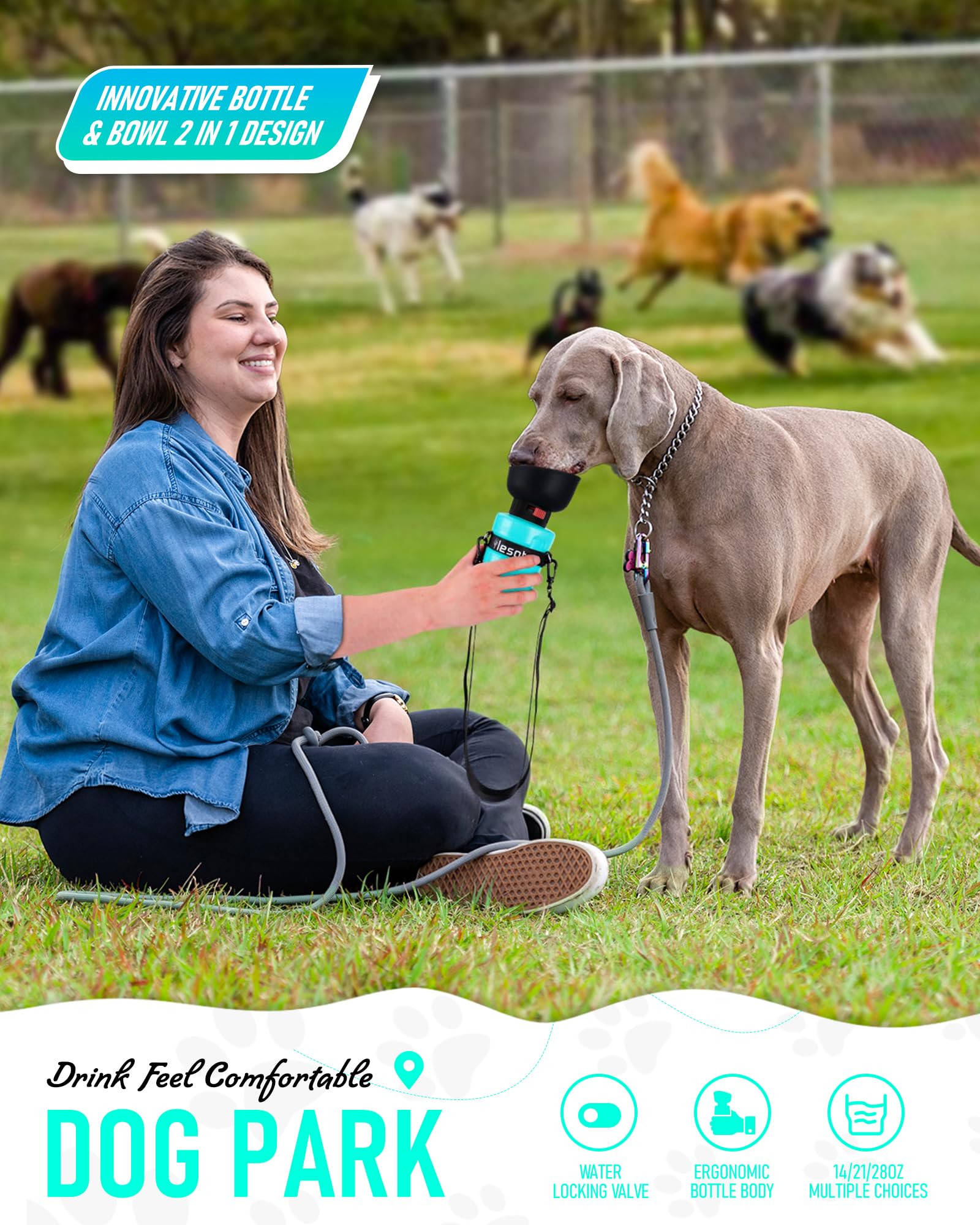 Lesotc botella de agua para perro a prueba de fugas, ideal para viajes.