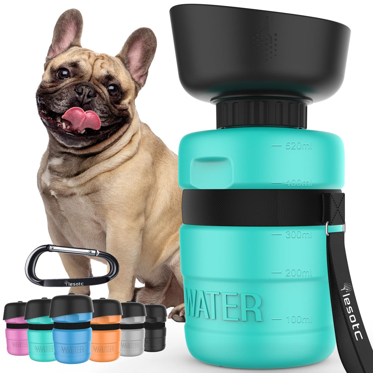 Lesotc botellas para perro 2 en 1, diseño exclusivo para beber sin cuenco externo.