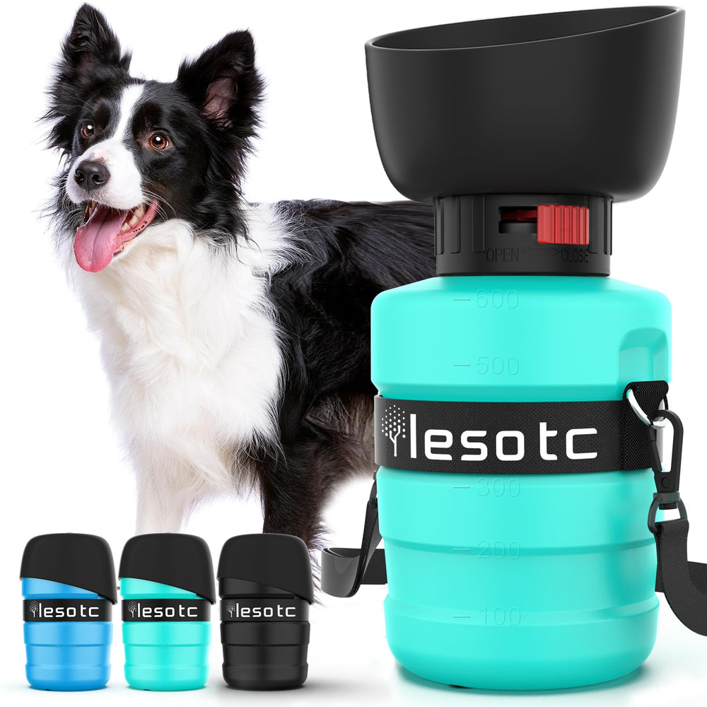 Lesotc botella de agua para perro portátil con cuenco incorporado para paseos.