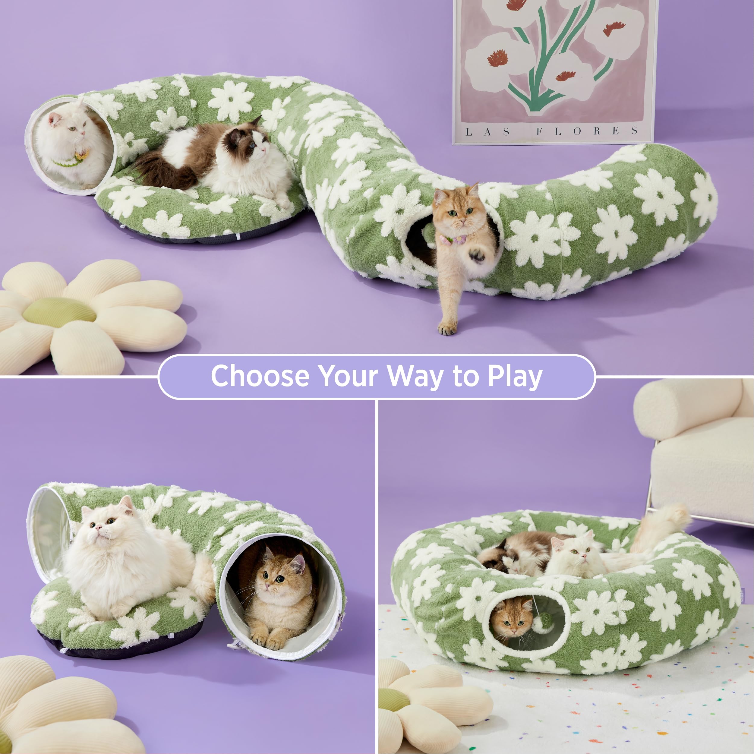 LE SURE Lesure túnel para gatos con bolas interactivas para juego
