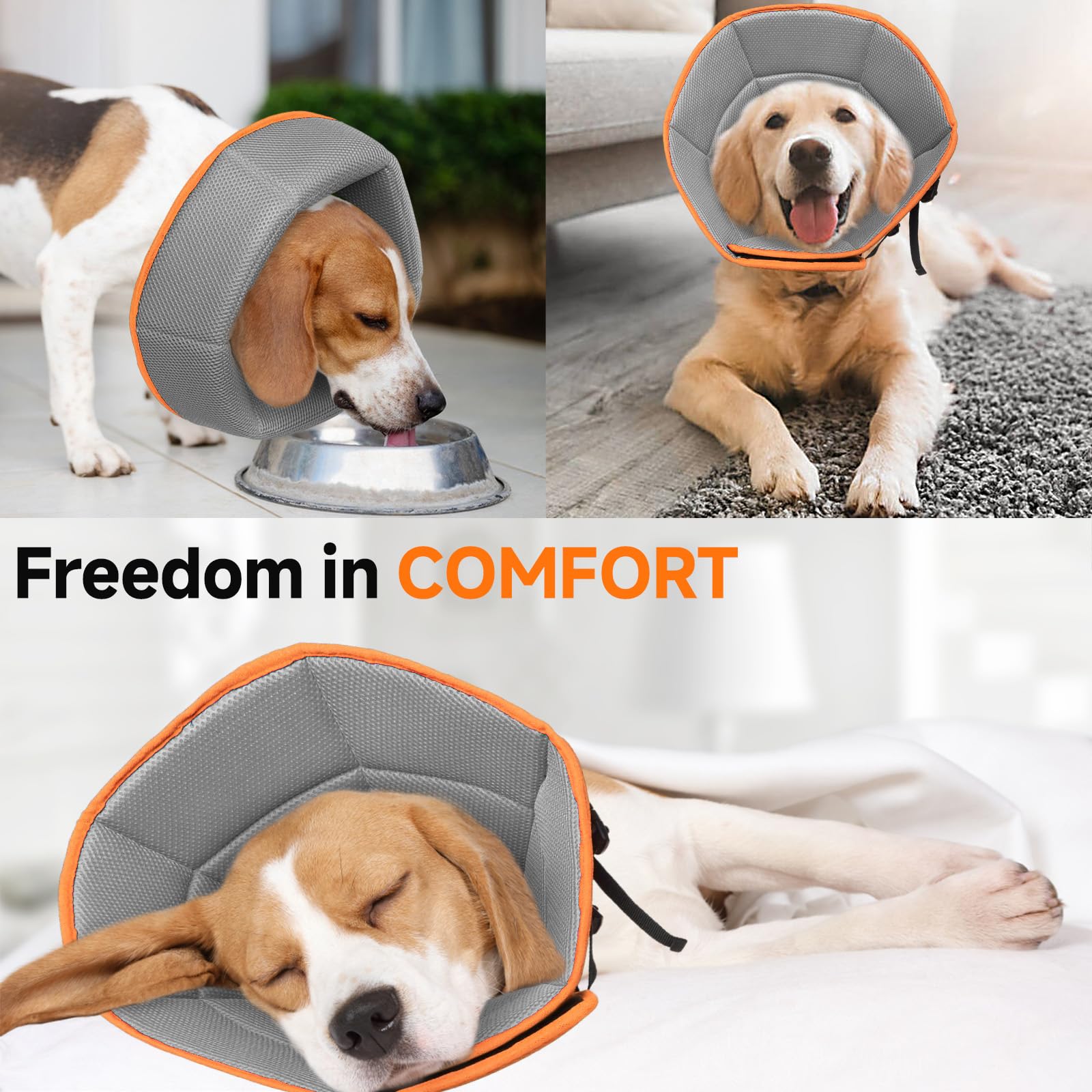 LETSQK cono suave naranja, cono de alta visibilidad para perros activos.