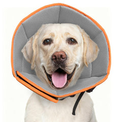 LETSQK collar cono suave para perros grandes visto de frente, cómodo para alimentación.