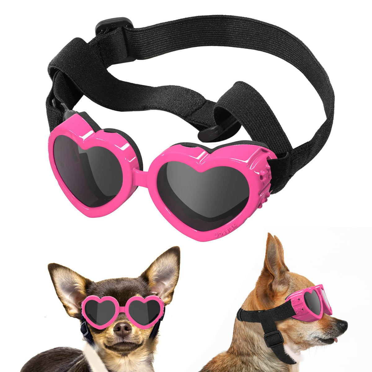 Lewondr gafas para perro pequeño con corazón rosa, ideal para sesiones.