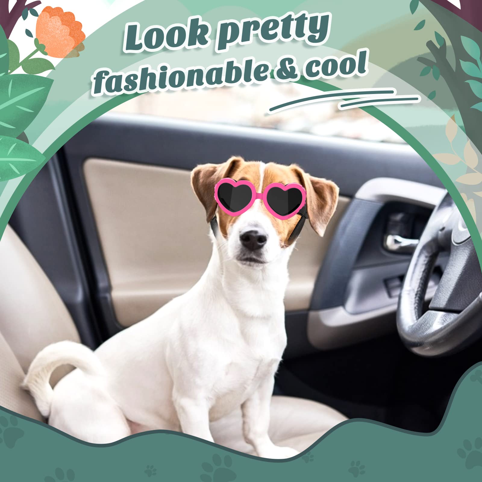 Lewondr gafas para perro rosa con protección ultravioleta para paseos.