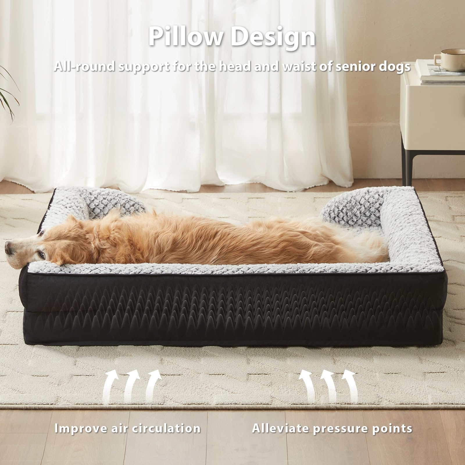 LEXTRO funda impermeable desmontable para cama ortopédica de perro y limpieza fácil.
