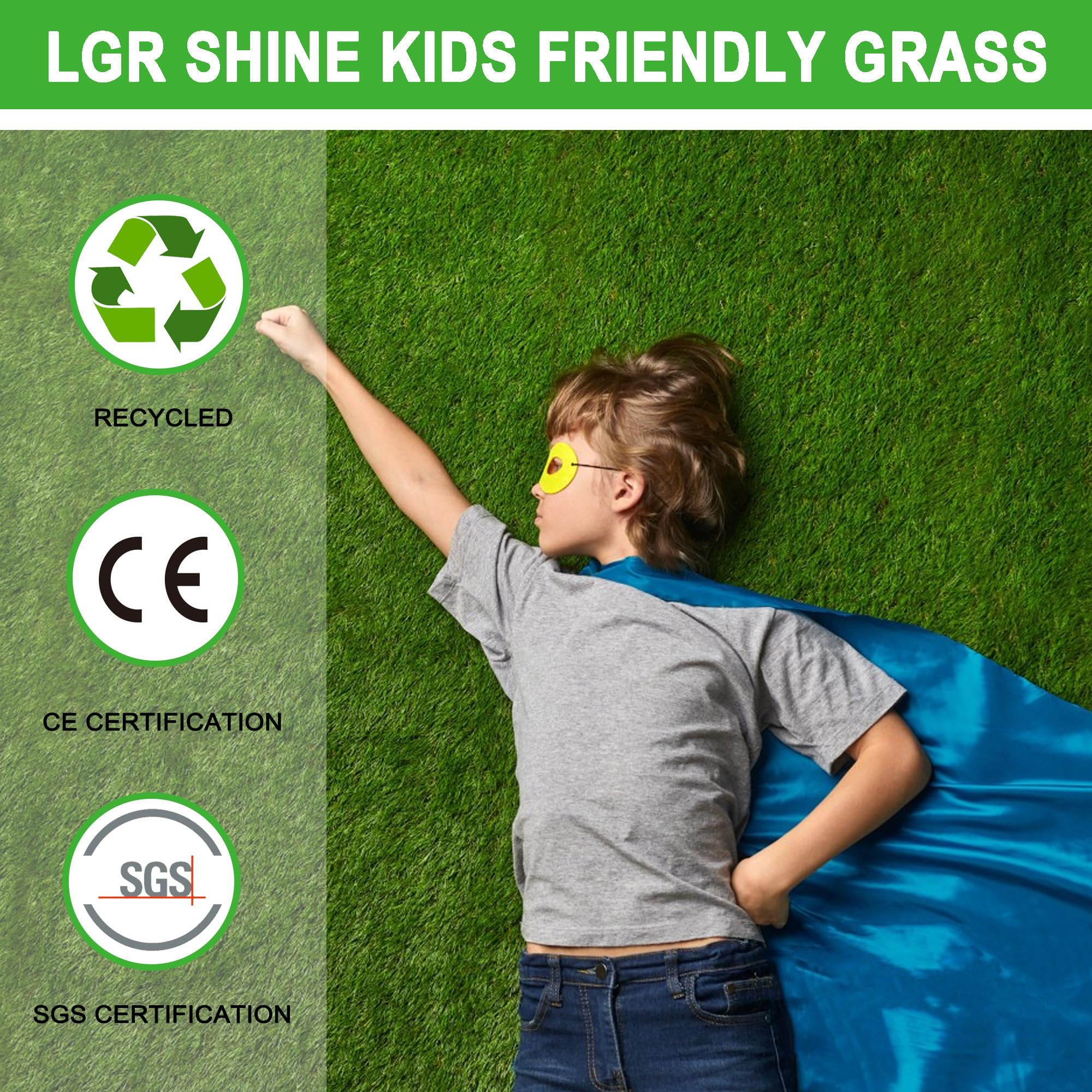 Césped LGR SHINE resistente a UV y olores.