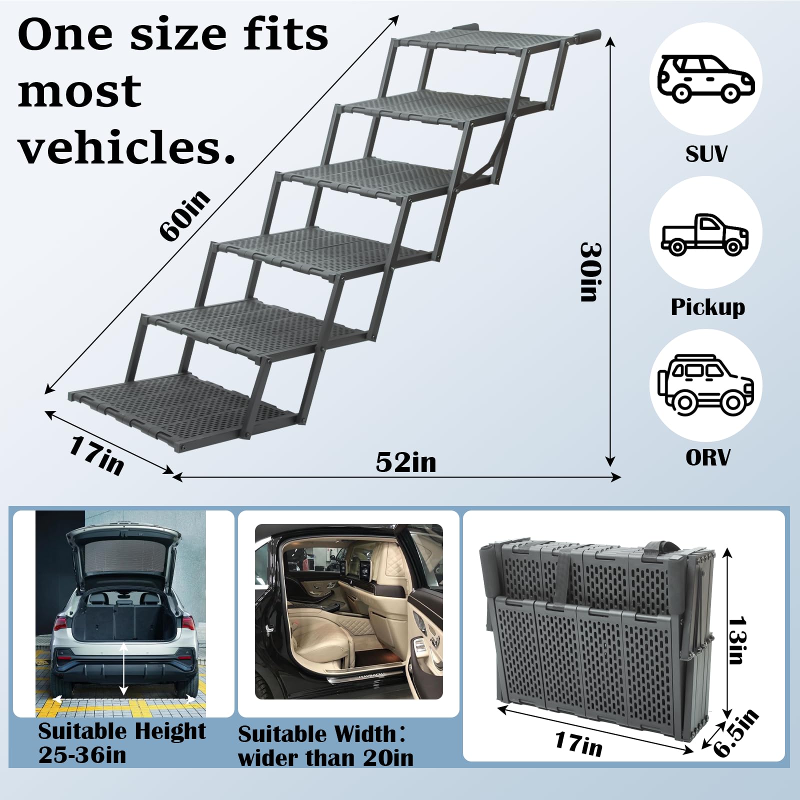 LIALEX rampa perro para SUV con ajuste de altura, adaptable a varios vehículos.