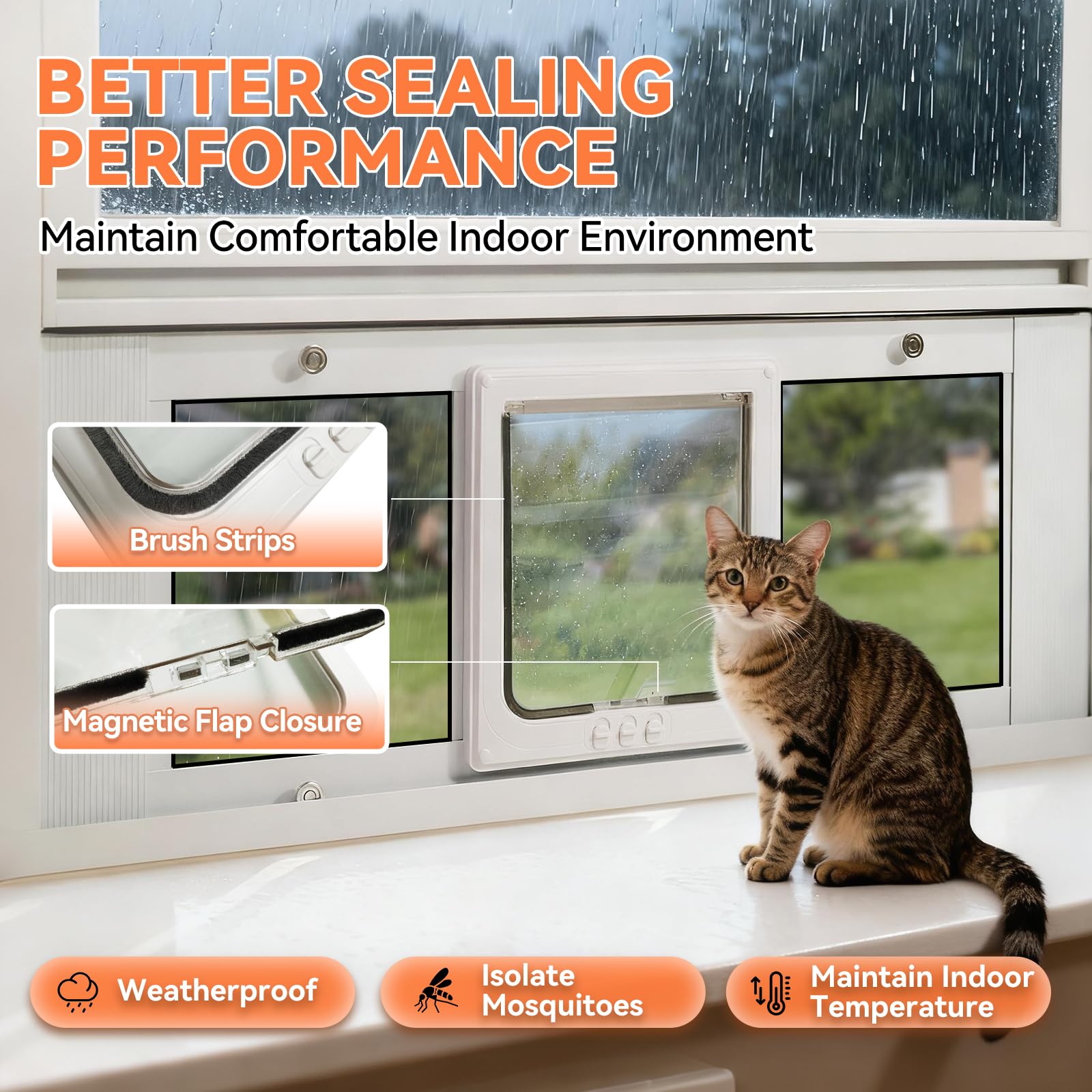 LIBBEPET puerta para gato ventana ajuste 31-36 pulgadas para diferentes ventanas
