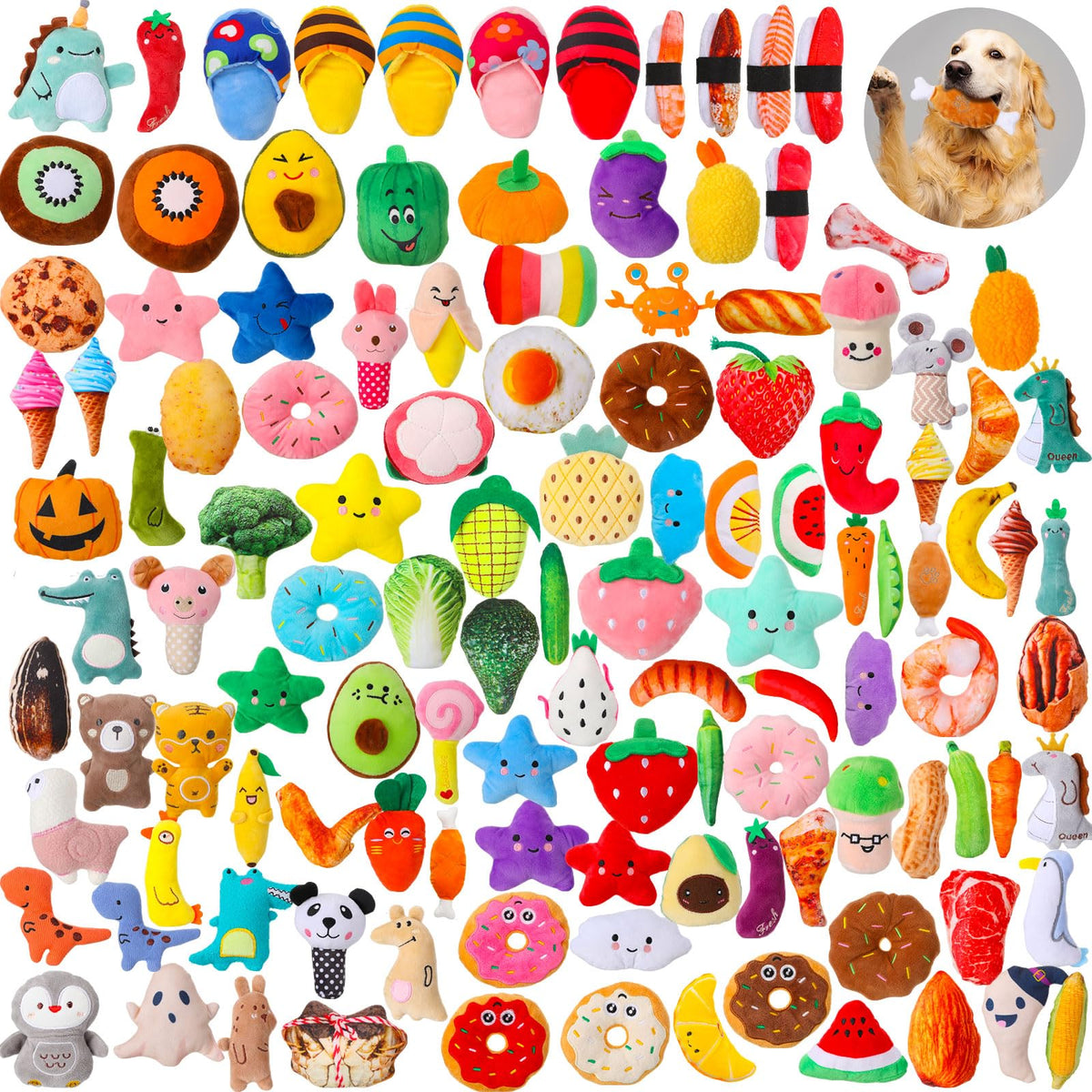 Libima juguete sonoro para perros: pack de 120 peluches para masticar.