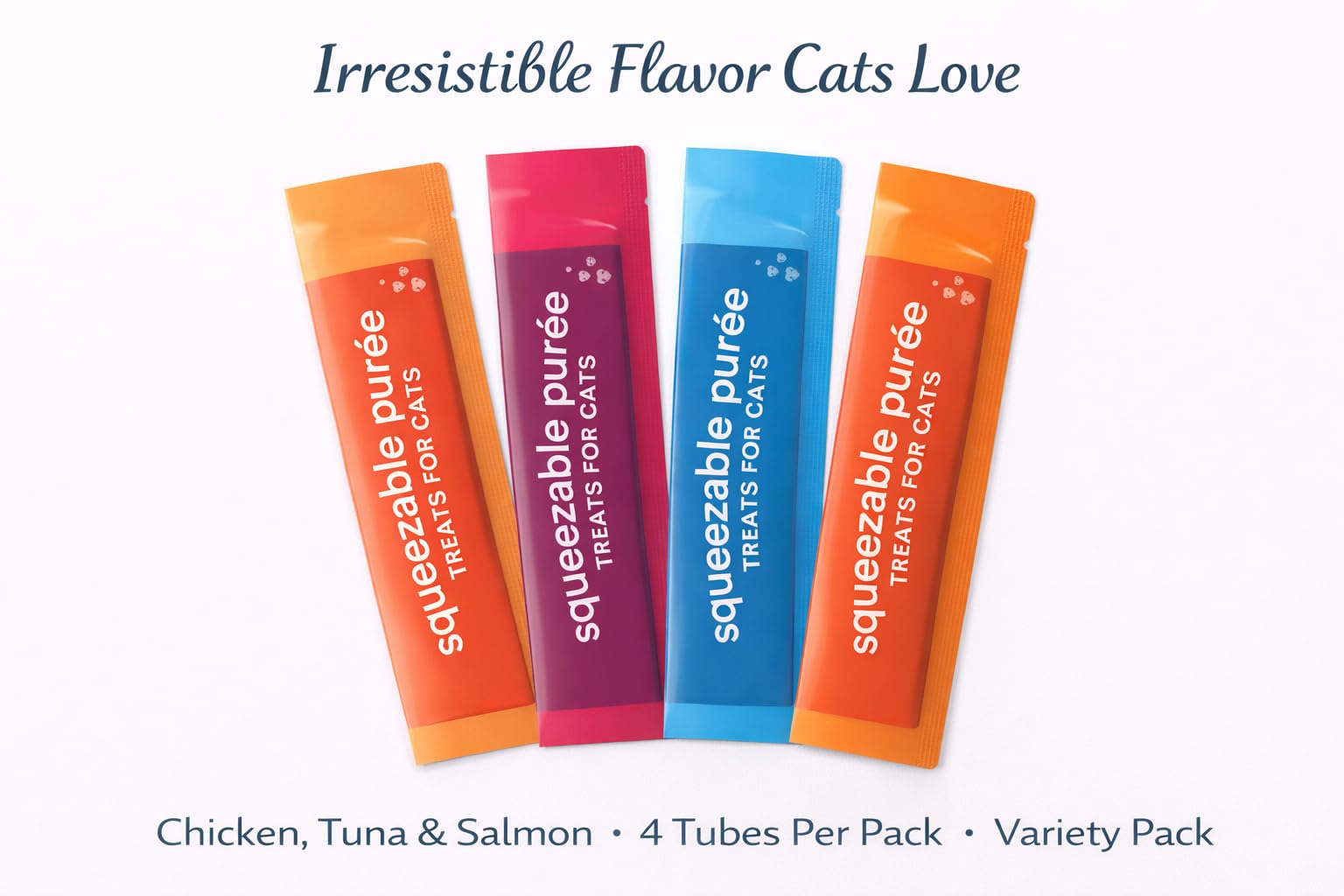 Tubo cremoso para gatos que facilita probar tres sabores