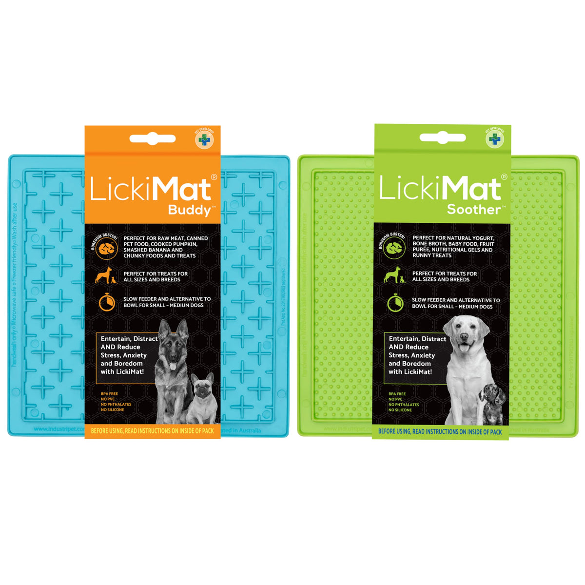 LickiMat 8x8 verde-turquesa para calmar al perro durante la comida