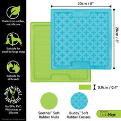 LickiMat 8x8 verde-turquesa, compañero perruno para entretenimiento calmante