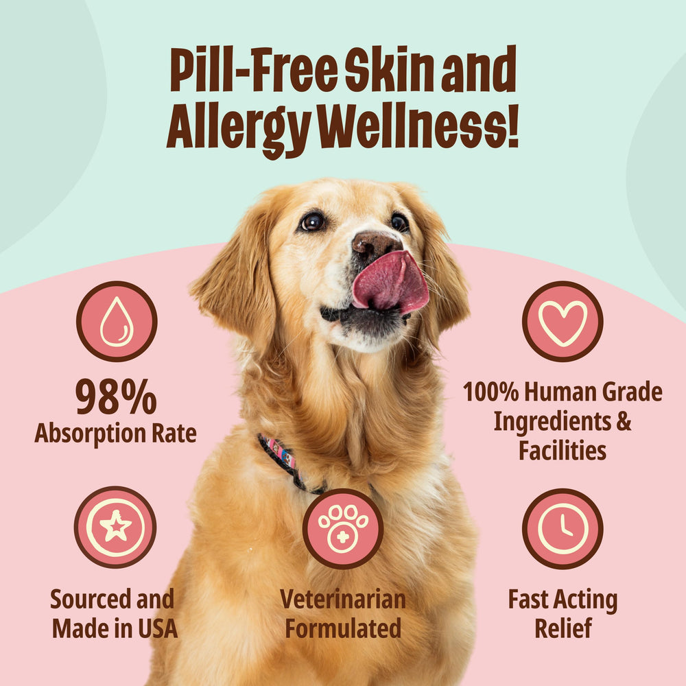 Licks Pill Free LiquiPaks mejoran el pelaje y la piel de perros.