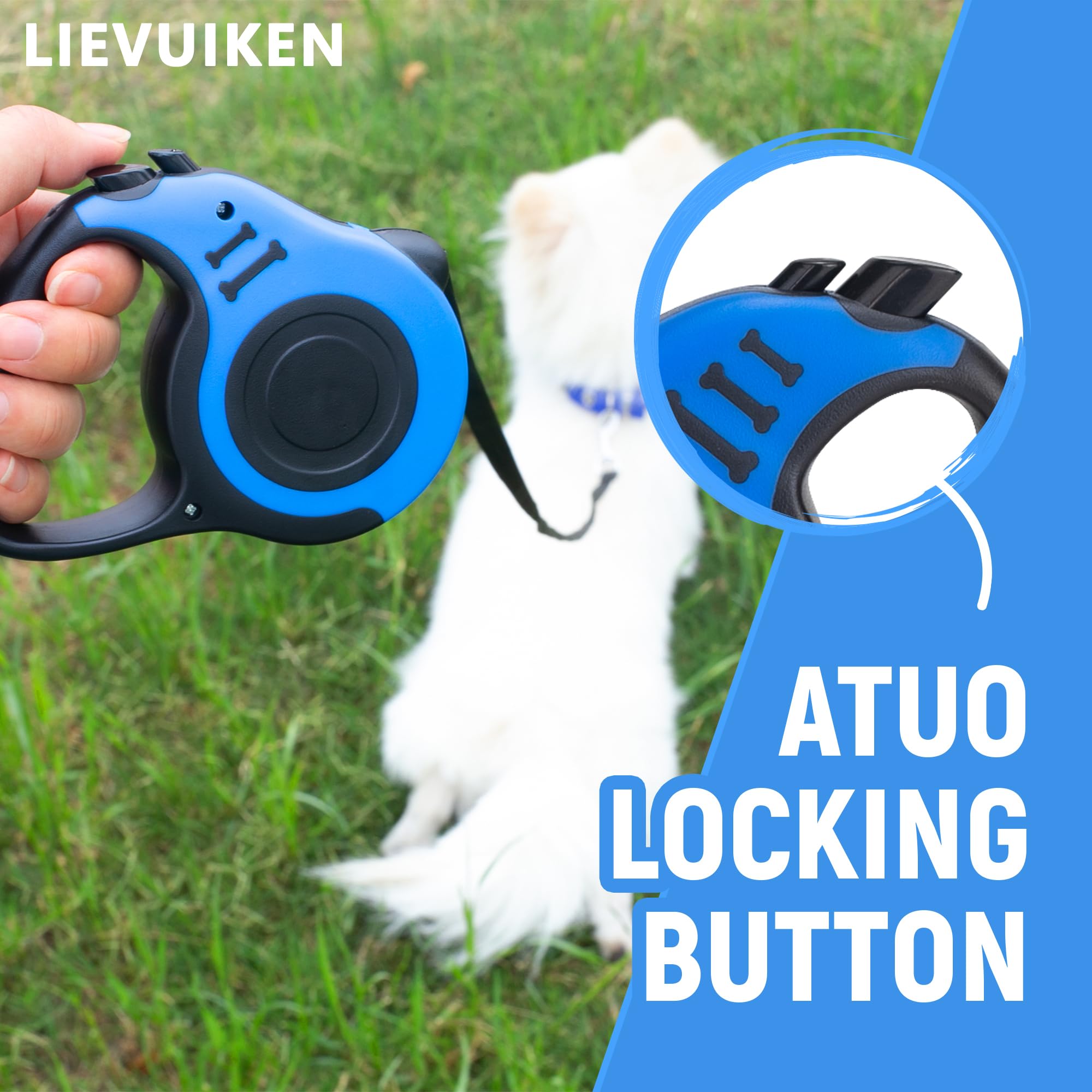 LIEVUIKEN cuerda extensible para perros de 16 pies con mayor alcance.