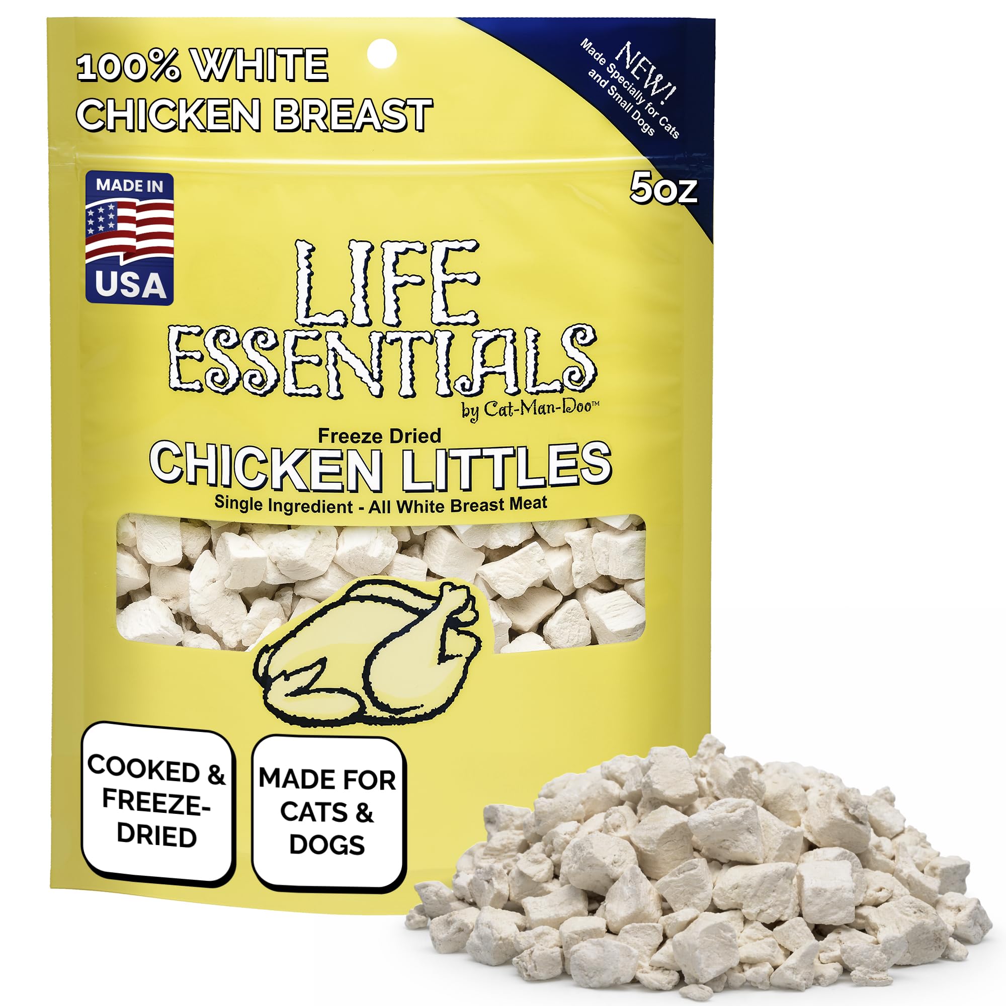 Life Essentials by Cat-Man-Doo Chicken Littles, bocaditos pequeños para entrenamiento y premios diarios.