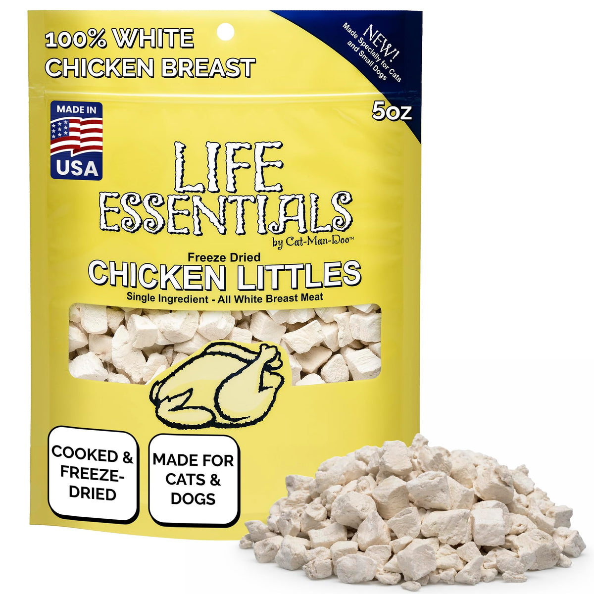 Life Essentials by Cat-Man-Doo Chicken Littles, bocaditos pequeños para entrenamiento y premios diarios.