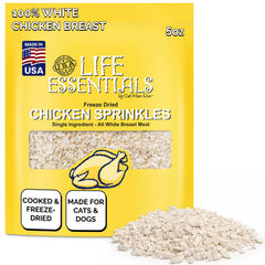 LIFE ESSENTIALS BY CAT-MAN-DOO: botella con trozos de pollo deshidratado para entrenamiento y recompensa
