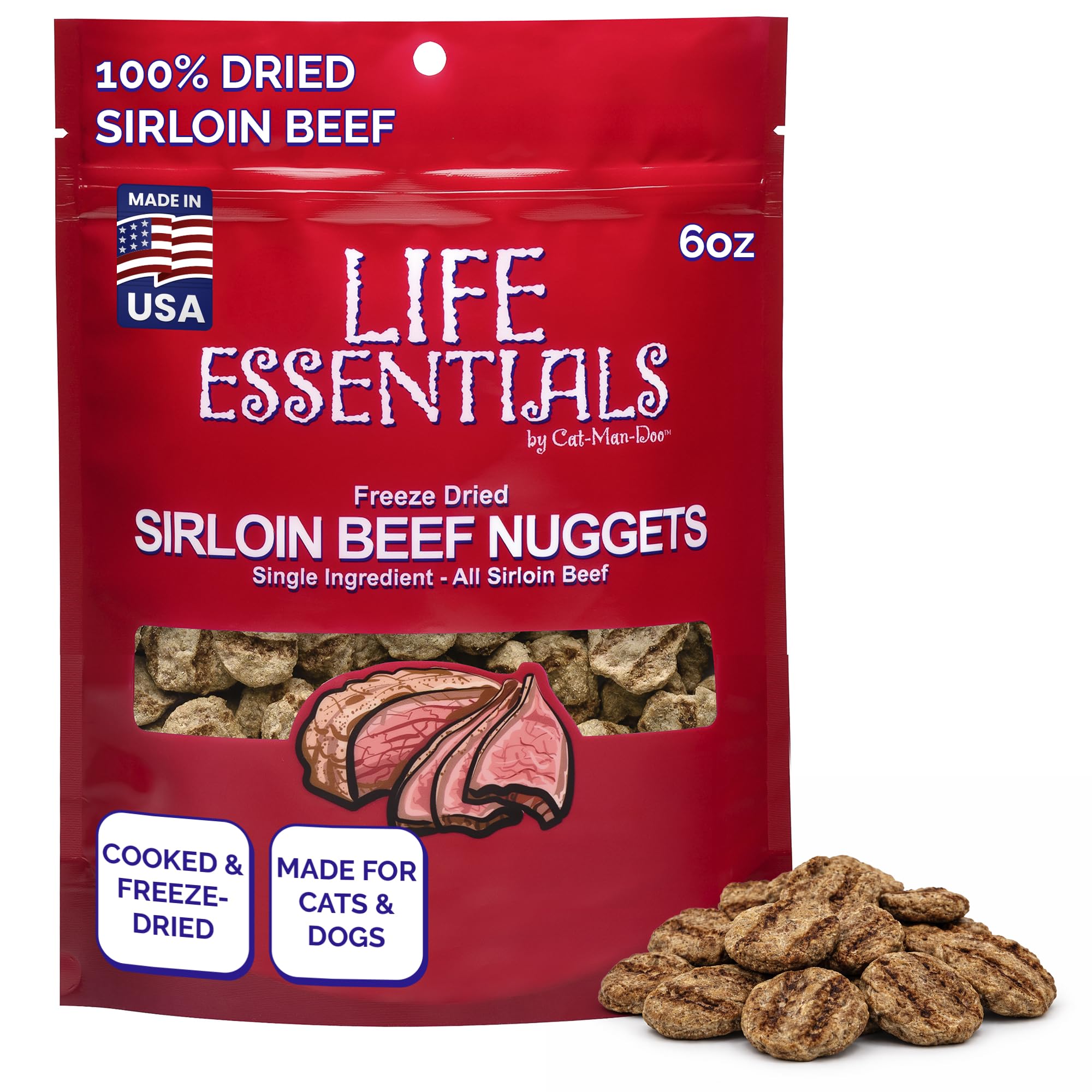LIFE ESSENTIALS BY CAT-MAN-DOO premiado solomillo de res, snack ligero para entrenamiento y recompensas