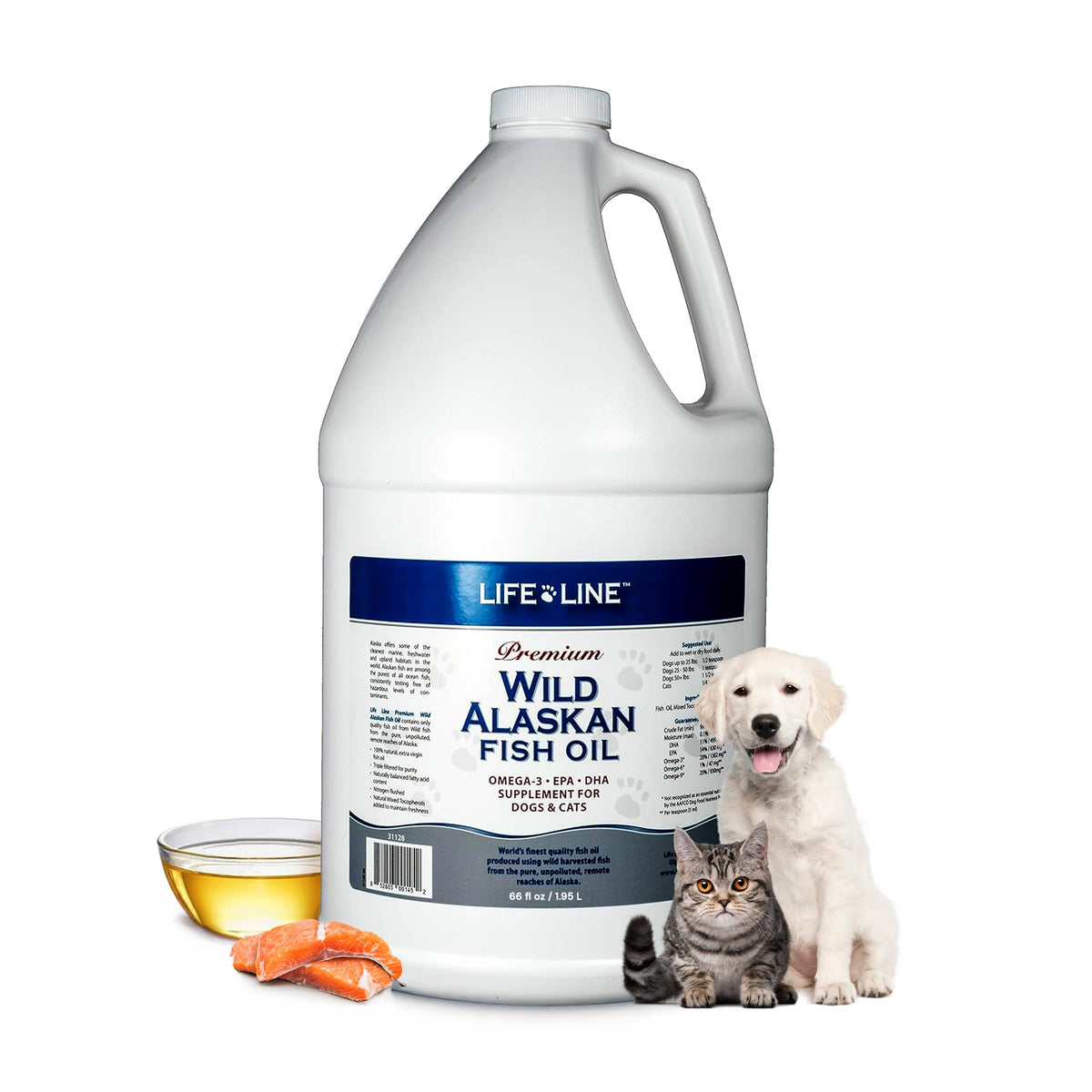 Life Line Aceite de Pescado Salvaje de Alaska para perros y gatos, apoya piel y pelaje.