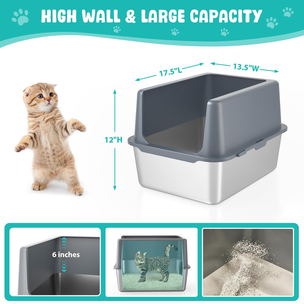 LIHOOOOM caja de arena con tapa, interior visible, diseño duradero para gatitos