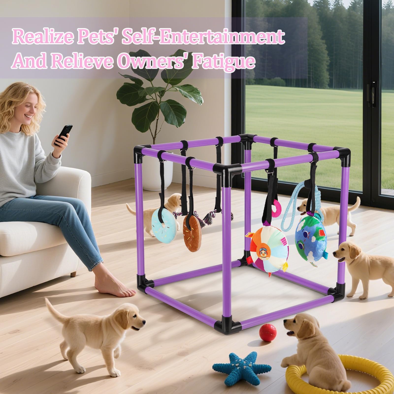 Liitrton Gimnasio para Cachorros, juguetes colgantes promueven juego físico y cognitivo.