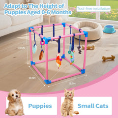 Liitrton gimnasio para perritos rosa compacto, ideal para espacios pequeños y juego diario.