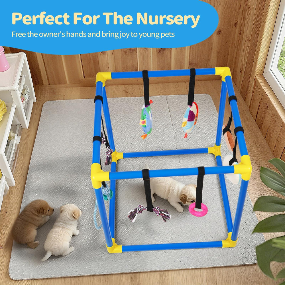 Liitrton Puppy Play Gym estructura de PVC resistente y estable.