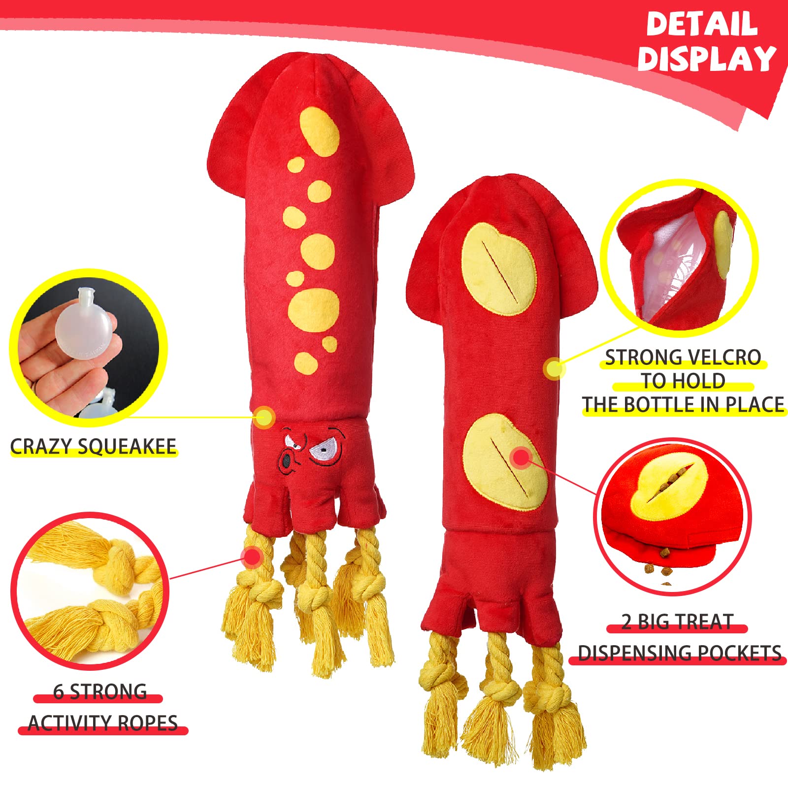 Jouet lilfrd tentacules en corde, morsure sûre et jeu interactif.