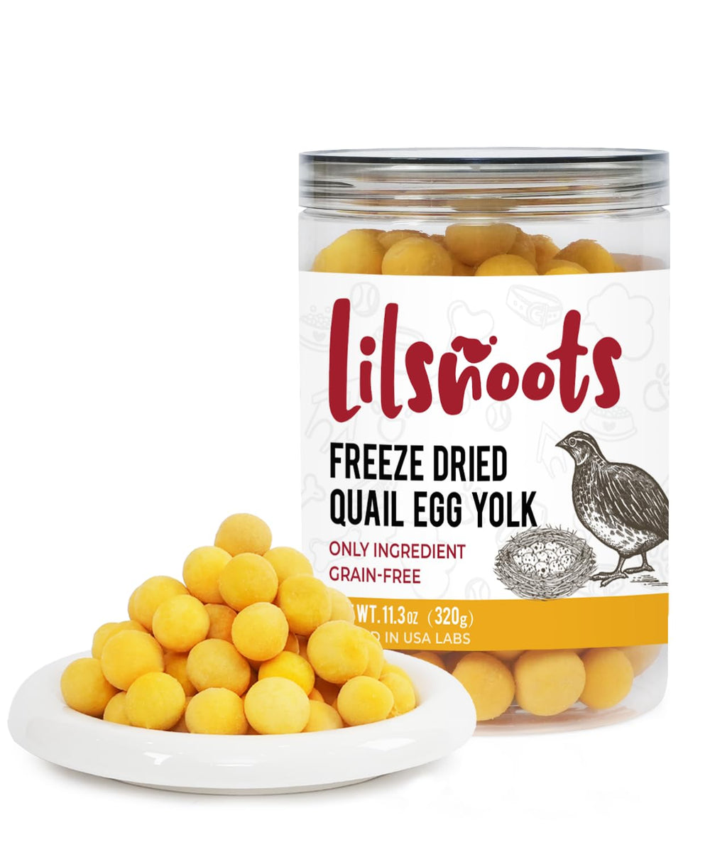 LILSNOOTS yema de codorniz seca, snack natural para perros y gatos.