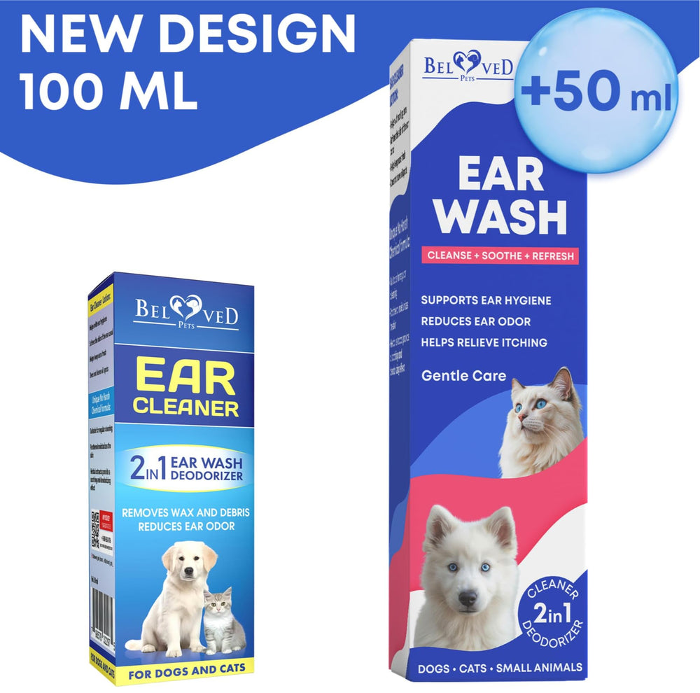 Limpiador de orejas para gatos y perros, proceso de enjuague suave.