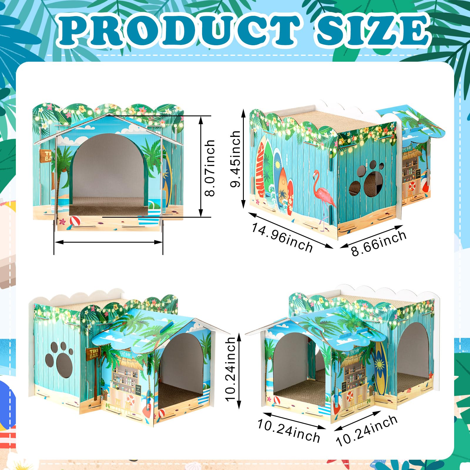 Lineshading villa de gatos con tema playa Hawaii, refugio cómodo para exploración suave.