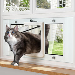 Linvivon puerta-gato-ventana ajuste 27-32 facilita libertad de movimiento de la mascota