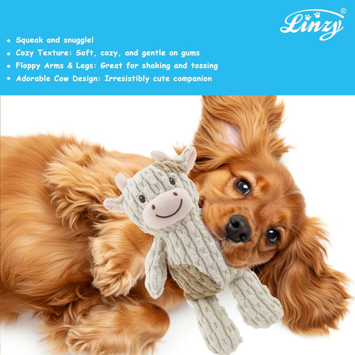 Linzy vaca peluche acurrucarse: compañero suave para siestas y abrazos.