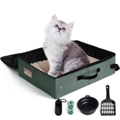 LIOOPET caja de arena portátil con tapa para viajes y comodidad.