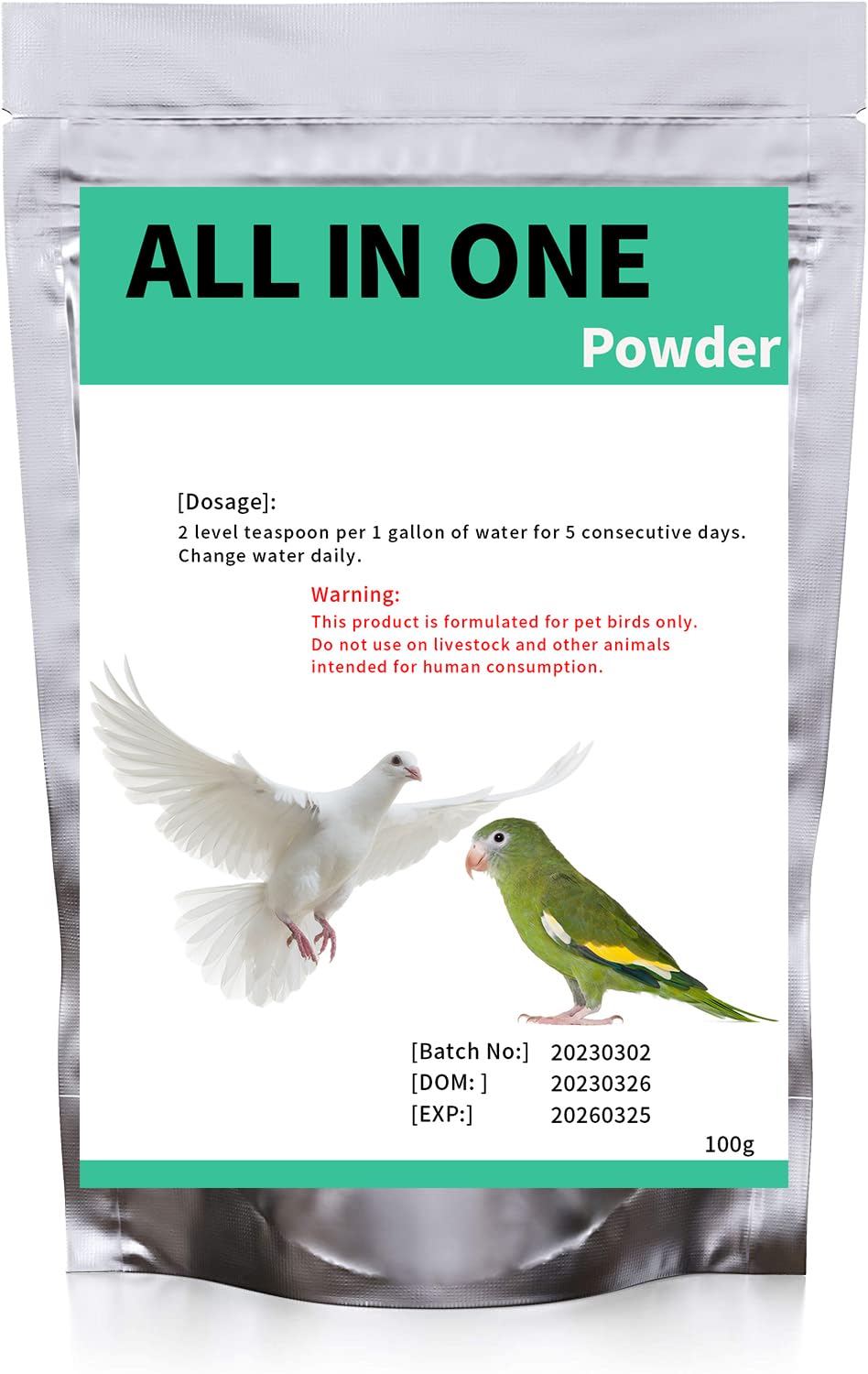 Liovsiso polvo medicina aves jaula, promueve el bienestar general de las aves.