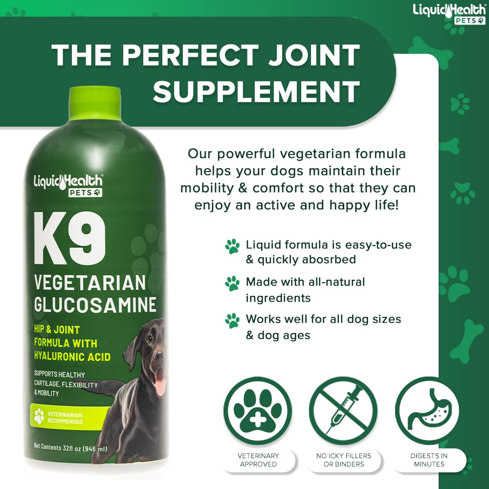 LIQUIDHEALTH etiqueta natural, glucosamina para perros, ingredientes vegetales