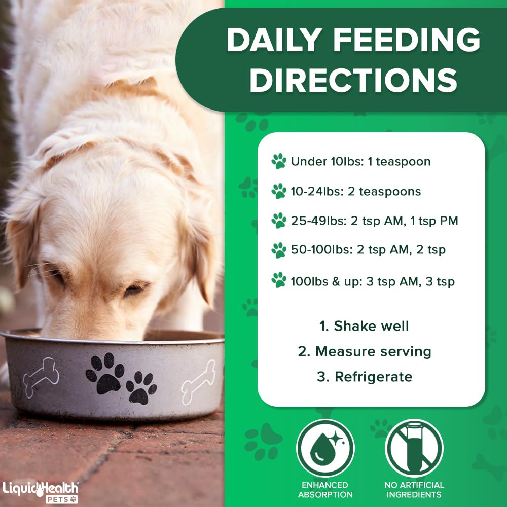 LiquidHealth K9, medidor de dosis, uso cómodo con las comidas.