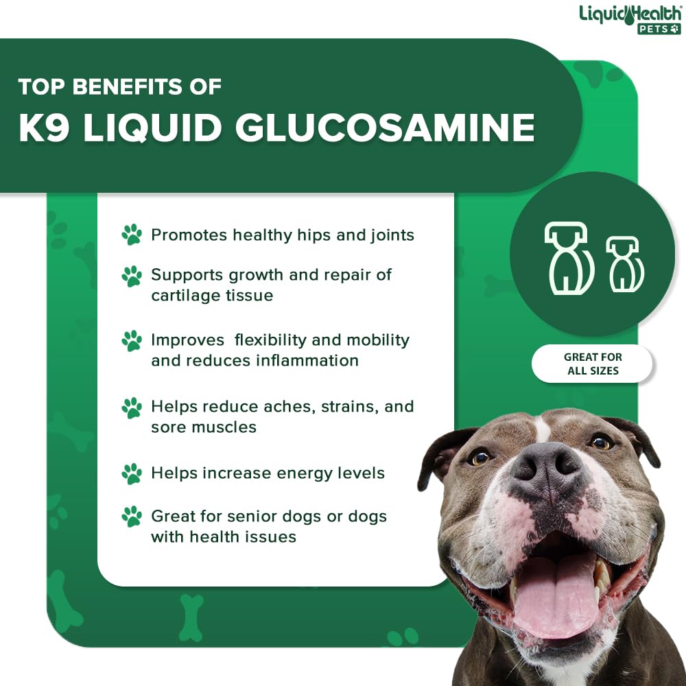 LIQUIDHEALTH K9 Glucosamina, envase de galón para uso prolongado
