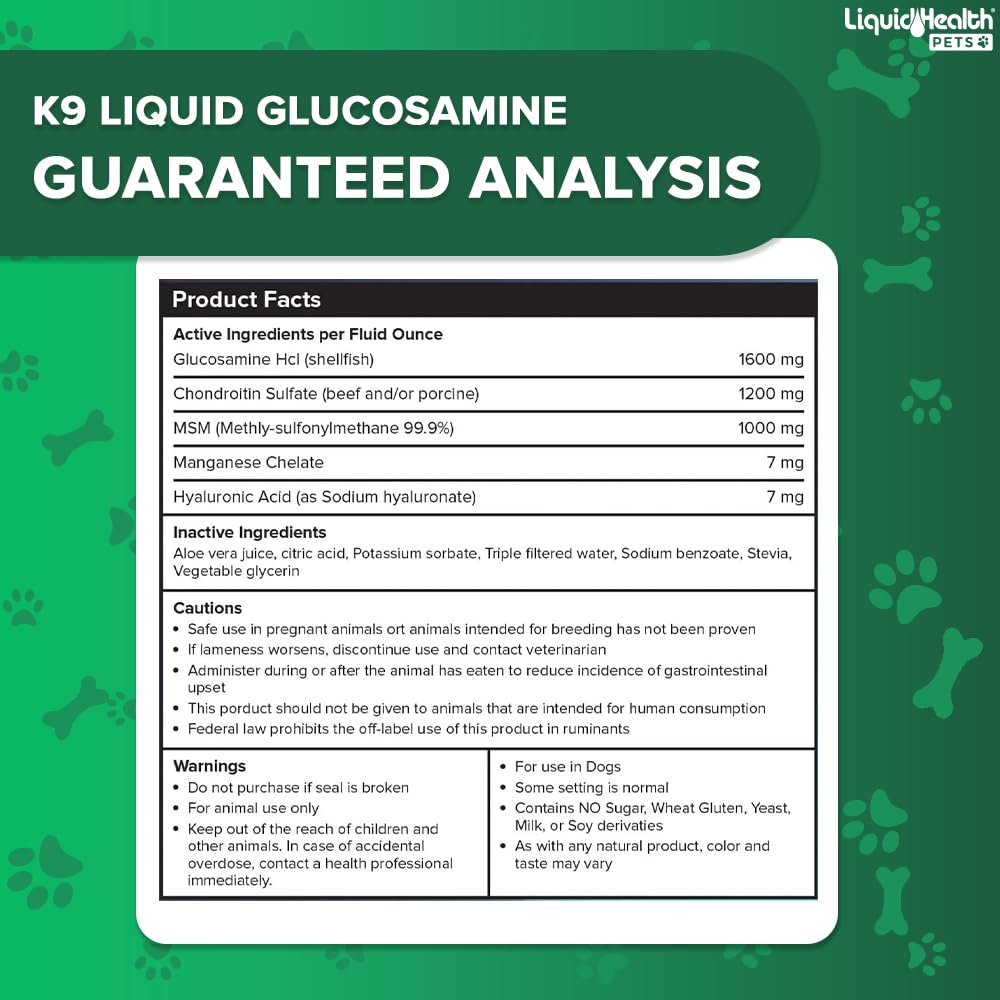 LIQUIDHEALTH K9 Glucosamina, perro activo gracias a la salud articular