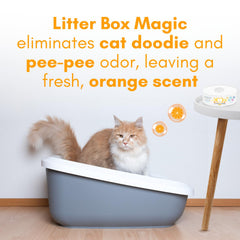 Litter Box Magic: gel eliminador de olores en naranja, primer plano.