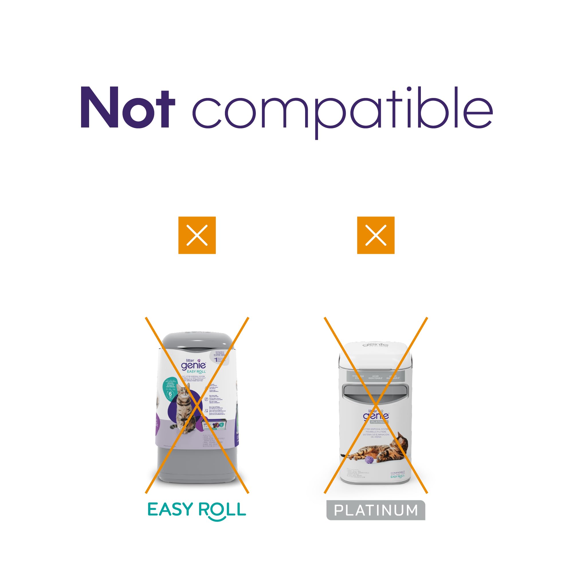 Litter Genie compatibilidad con cubetas estándar y otras opciones.