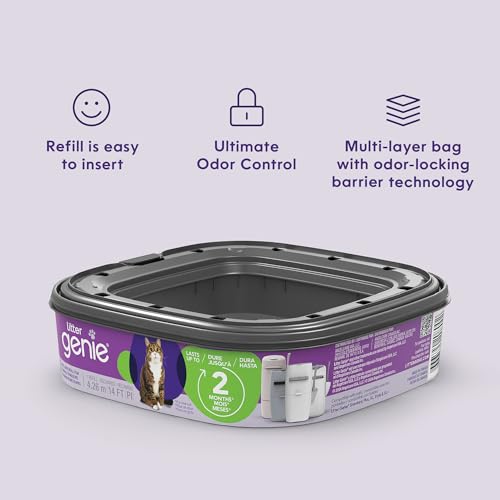 Litter Genie duración para una gata de dos meses, menos salidas al cubo.