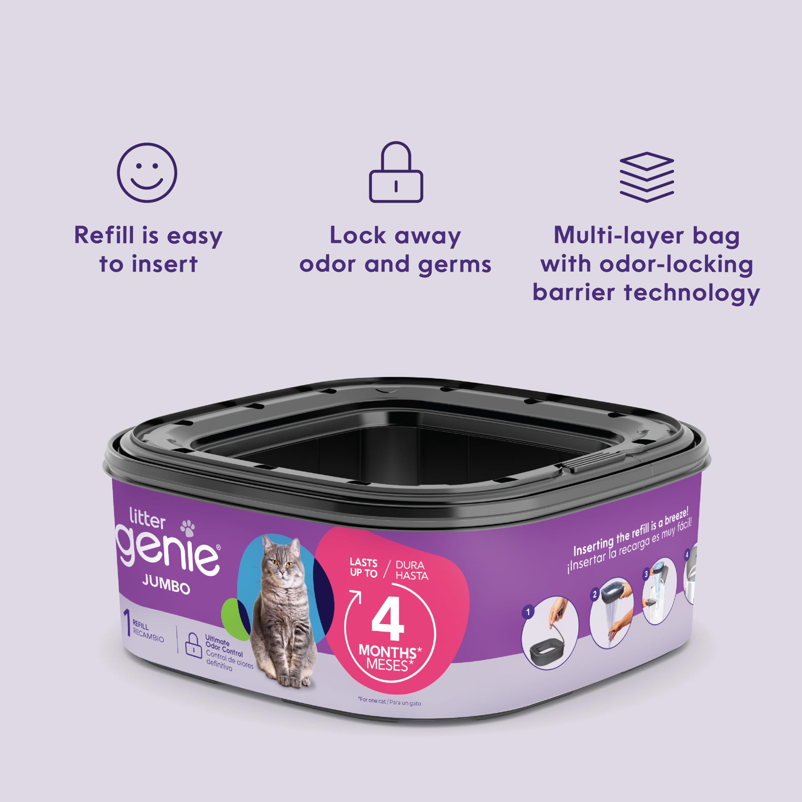 Litter Genie: Duración prolongada para uso sostenido en hogares con gatos.