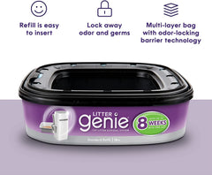 Litter Genie inserción rápida y fácil del cartucho en el cubo.